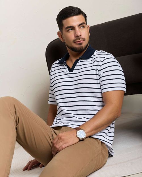 Polo Cuello Camisa Hombre Benjamin Blanco Optico