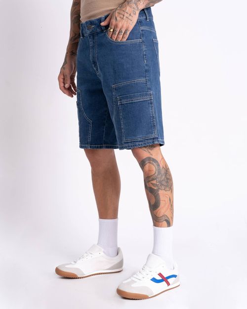 Bermuda Denim Hombre Slit Medium Wash