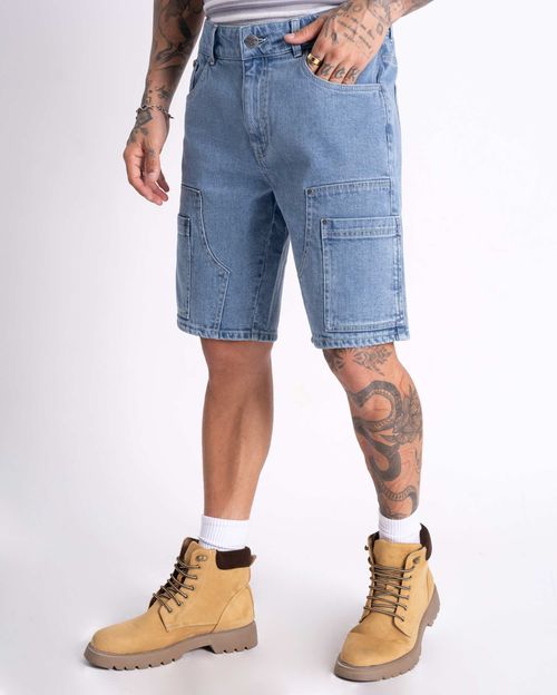 Bermuda Denim Hombre Slit Light Wash