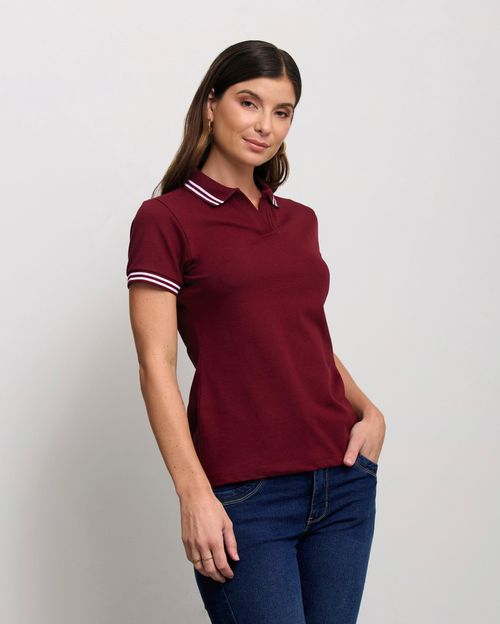 Polo Cuello Camisa Mujer Marena Guinda Focus