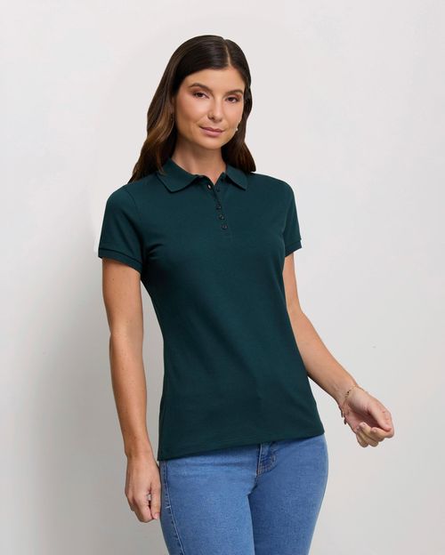 Polo Cuello Camisa Mujer Raquel Core Verde Botella