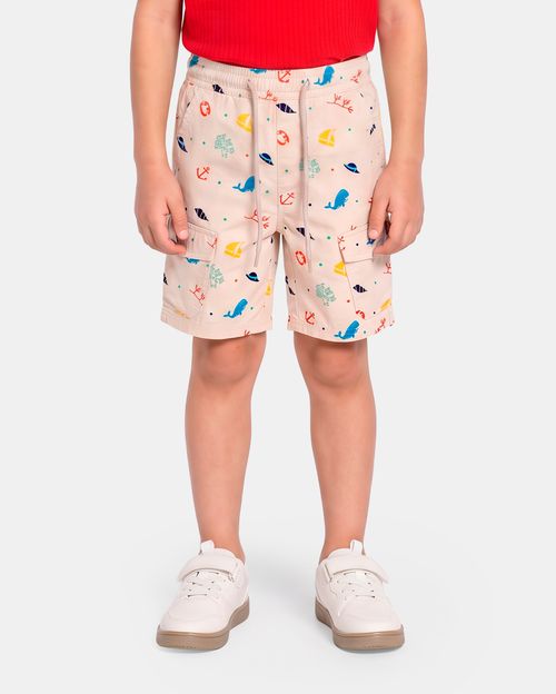 Bermuda Niño Piero Print Beige Crema