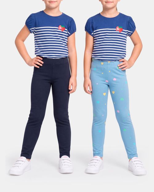 Leggins Pack x 2 Niña Bella Celeste Dusk/Azul Oxford