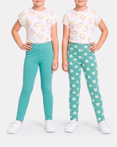 Leggins Pack x 2 Niña Bella Verde Neptuno/Verde Slate