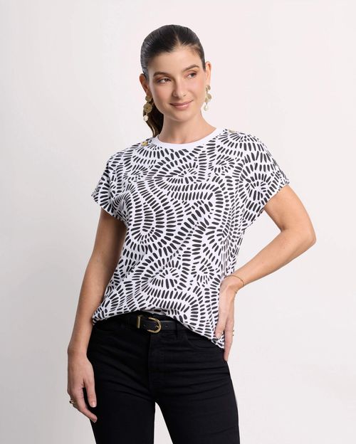 Polo Mujer Ocean Print Negro